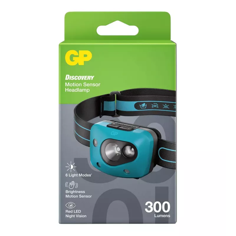 GP Lighting Torcia frontale Discovery Teal LED 300 lm IPX4