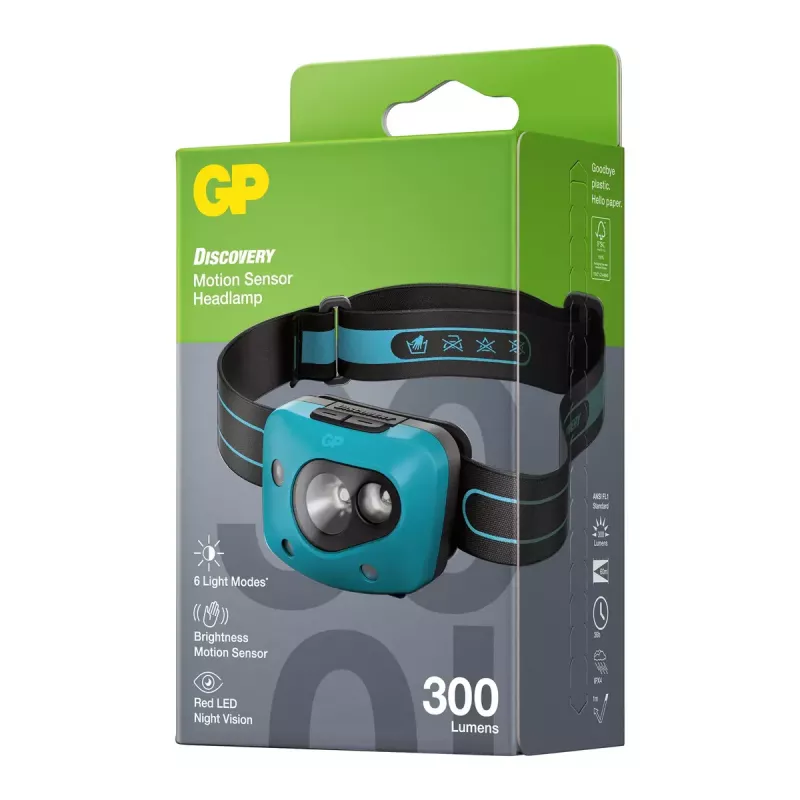 GP Lighting Torcia frontale Discovery Teal LED 300 lm IPX4