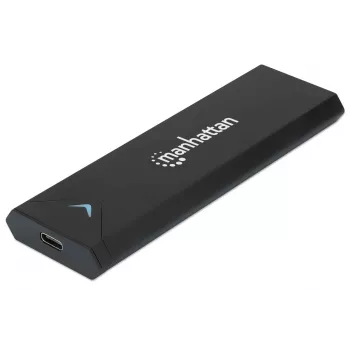 Case per SSD M.2 NVMe Manhattan, connettore femmina USB-C, 10 Gbit/s (USB 3.2 Gen2 alias USB 3.1), compatibile UASP, SuperSpeed+ USB, alluminio, nero, tre anni di garanzia