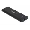 Case per SSD M.2 NVMe Manhattan, connettore femmina USB-C, 10 Gbit/s (USB 3.2 Gen2 alias USB 3.1), compatibile UASP, SuperSpeed+ USB, alluminio, nero, tre anni di garanzia