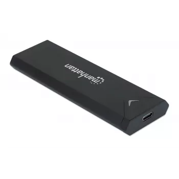 Case per SSD M.2 NVMe Manhattan, connettore femmina USB-C, 10 Gbit/s (USB 3.2 Gen2 alias USB 3.1), compatibile UASP, SuperSpeed+ USB, alluminio, nero, tre anni di garanzia