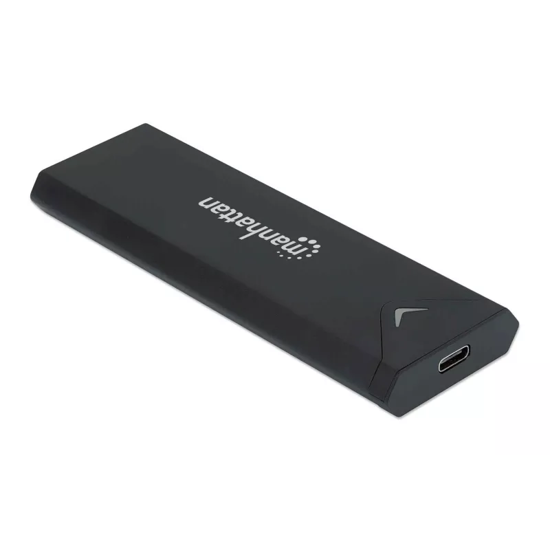 Case per SSD M.2 NVMe Manhattan, connettore femmina USB-C, 10 Gbit/s (USB 3.2 Gen2 alias USB 3.1), compatibile UASP, SuperSpeed+ USB, alluminio, nero, tre anni di garanzia