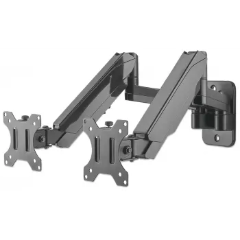 Supporto a doppio braccio da parete Manhattan per TV e monitor (a gas, movimento completo), per schermi da 17