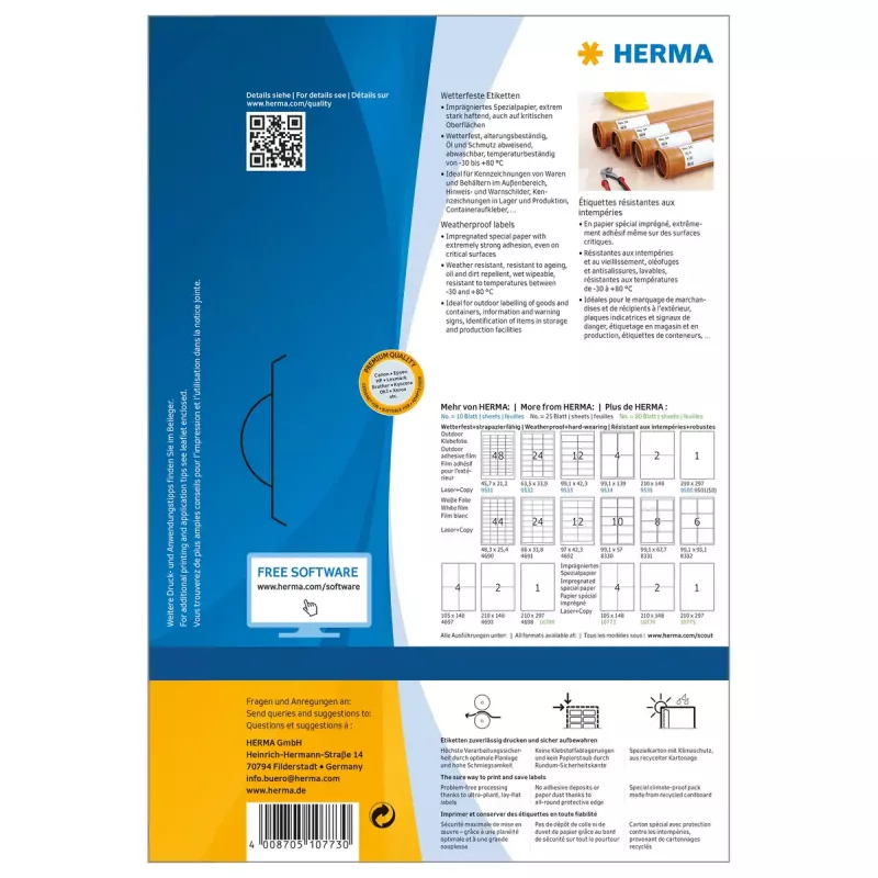 Etichetta per stampante adesiva HERMA 10773 bianca 10,5x14,8 cm 320 etichette