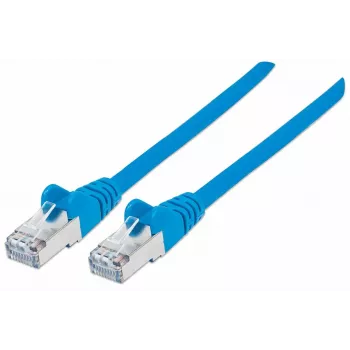 Cavo patch di rete Intellinet, cavo Cat7/connettori Cat6A, 10 m, blu, rame, S/FTP, LSOH/LSZH, PVC, RJ45, contatti dorati, senza linguetta, con protezione antitorsione, garanzia a vita