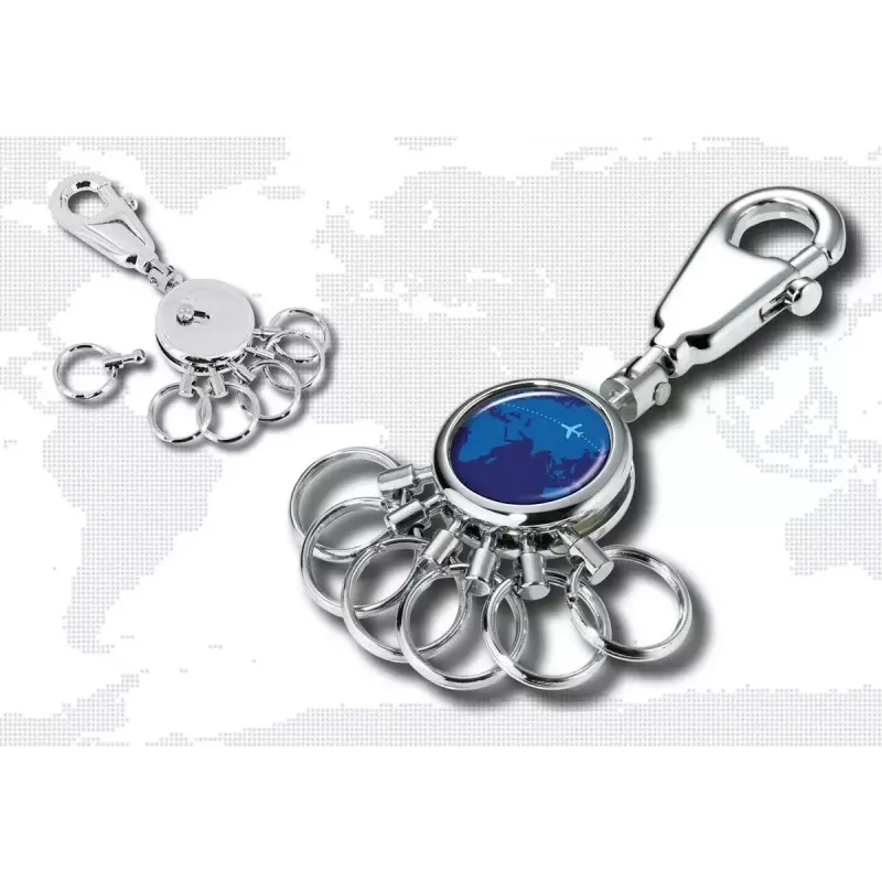 Portachiavi TROIKA AROUND THE WORLD blu argento metallo 25x90x9mm