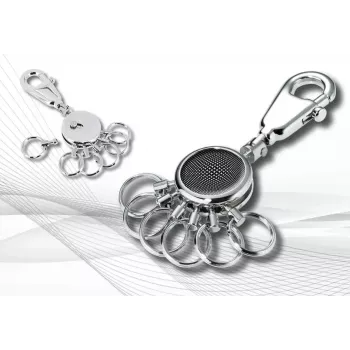 Portachiavi TROIKA nero VISION nero argento metallo 25mm 90mm 9mm