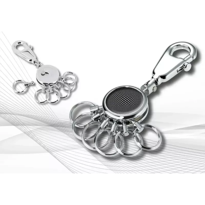 Portachiavi TROIKA nero VISION nero argento metallo 25mm 90mm 9mm