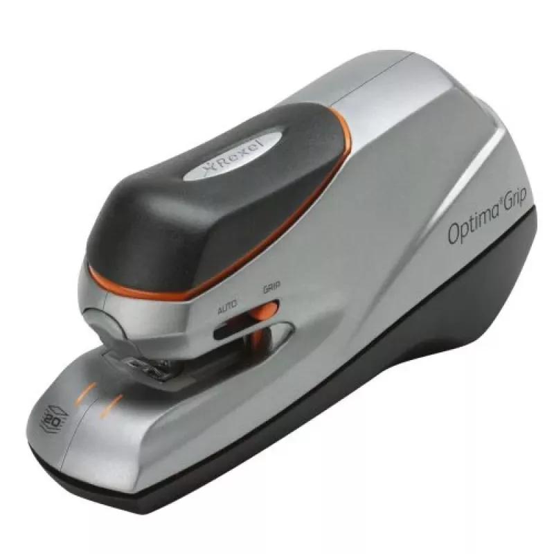 Rapid Optima GripE 2102349 cucitrice elettrica, 20 fogli, profondità di inserimento 26 mm, ABS/metallo, bianco/grigio/blu