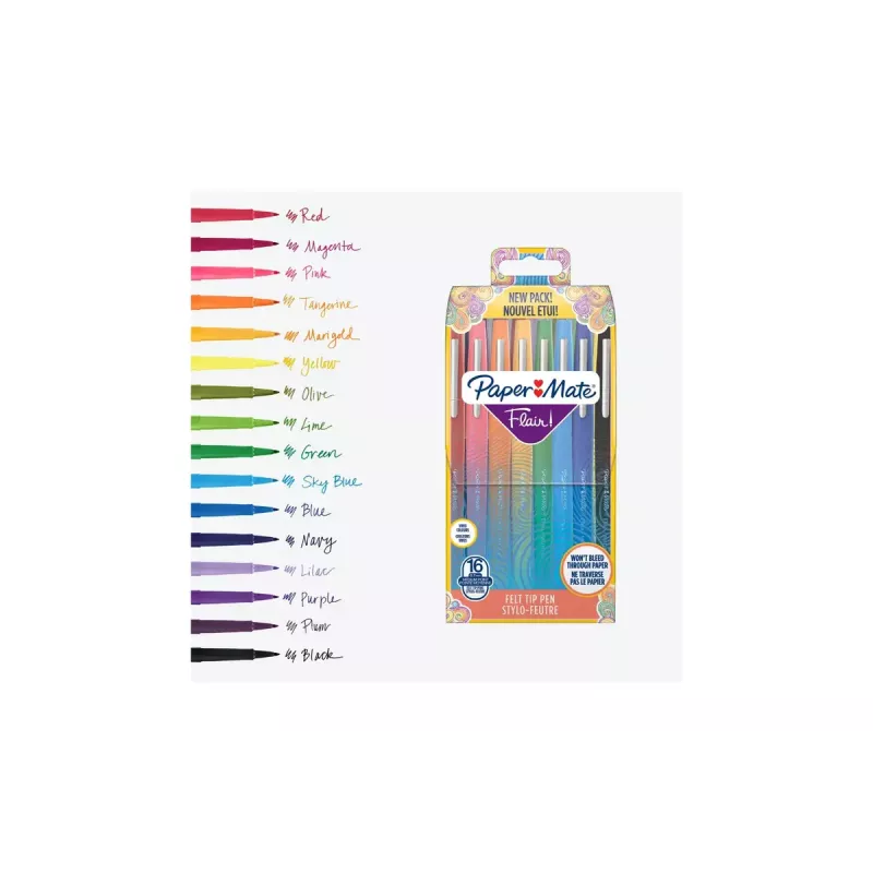 Pennarello medio Papermate Flair multicolore 16 pz.