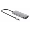 Dock/hub USB-C Manhattan con lettore di schede, porte (x7): Ethernet, HDMI, USB-A (x3) e USB-C (x2), con Power Delivery (PD) 100 W – richiede caricabatterie USB-C esterno (non incluso). Alimentato via USB (nessun alimentatore esterno necessario) quando PD non è utilizzato.