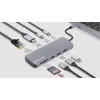Dock/hub USB-C Manhattan con lettore di schede, porte (x7): Ethernet, HDMI, USB-A (x3) e USB-C (x2), con Power Delivery (PD) 100 W – richiede caricabatterie USB-C esterno (non incluso). Alimentato via USB (nessun alimentatore esterno necessario) quando PD non è utilizzato.