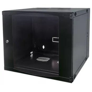 Intellinet armadio di rete 19 pollici – montaggio a parete (telaio oscillante apribile in due parti), 12HE, profondità 600 mm, nero, smontato, max 30 kg, oscilla per l'accesso al retro dell'armadio in caso di montaggio a parete, rack, profondità utile 385 mm, parti per il montaggio a parete non incluse