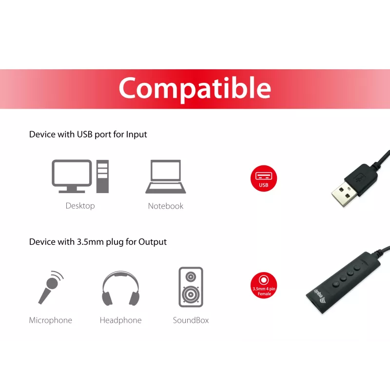 Adattatore per volante Equip adattatore cavo audio USB 245321