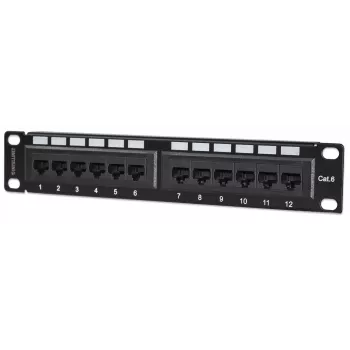 Intellinet patch panel, Cat6, 10 pollici, UTP, 1U, 12 porte, nero