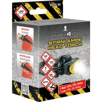 Torcia frontale Schwaiger WLED 40 nero giallo