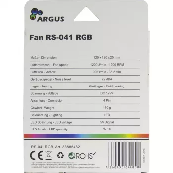 Ventola Inter-Tech RS-041 RGB 12 cm nero