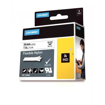 DYMO IND Nylon flessibile, nero su bianco, multicolore, nylon, -10 - 80 °C, UL 969, DYMO
