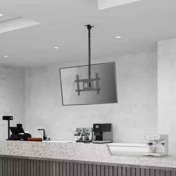 Manhattan supporto a soffitto per televisori e monitor, per schermi: da 37 inch a 65 inch, regolabile in altezza: 70–157 cm, compatibilità VESA: tutti tra 200x200 e 600x400 mm – verificare le dimensioni dei quattro fori di fissaggio sul retro dello schermo per assicurarsi che sia compatibile, max 50 kg, LFD, supporto