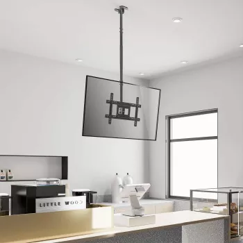 Manhattan supporto a soffitto per televisori e monitor, per schermi: da 37 inch a 65 inch, regolabile in altezza: 70–157 cm, compatibilità VESA: tutti tra 200x200 e 600x400 mm – verificare le dimensioni dei quattro fori di fissaggio sul retro dello schermo per assicurarsi che sia compatibile, max 50 kg, LFD, supporto