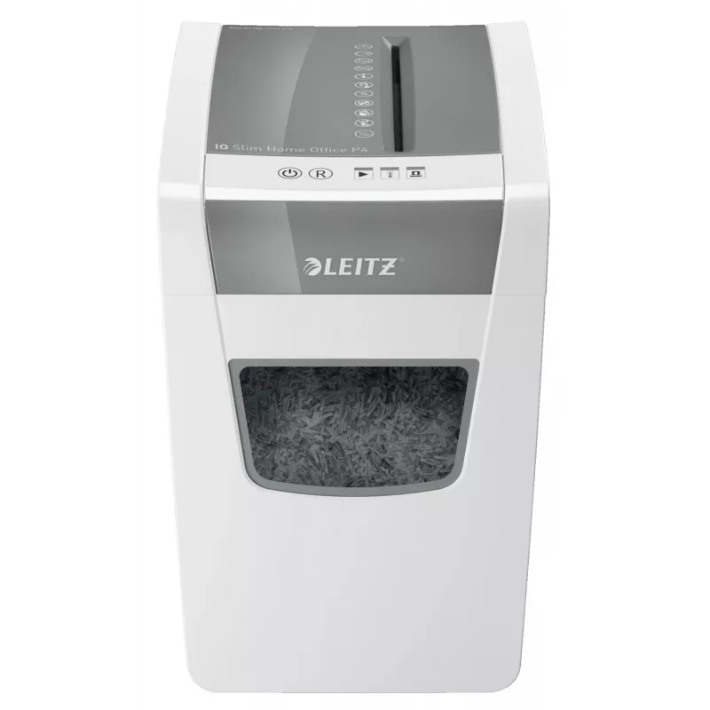 Leitz IQ Distruggidocumenti sottile per home office P4, taglio a croce, 22 cm, 4 x 28 mm, 23 L, 225 fogli, 58 dB