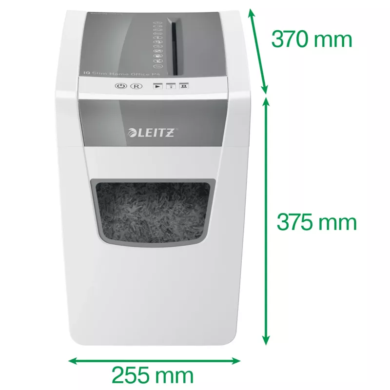 Leitz IQ Distruggidocumenti sottile per home office P4, taglio a croce, 22 cm, 4 x 28 mm, 23 L, 225 fogli, 58 dB