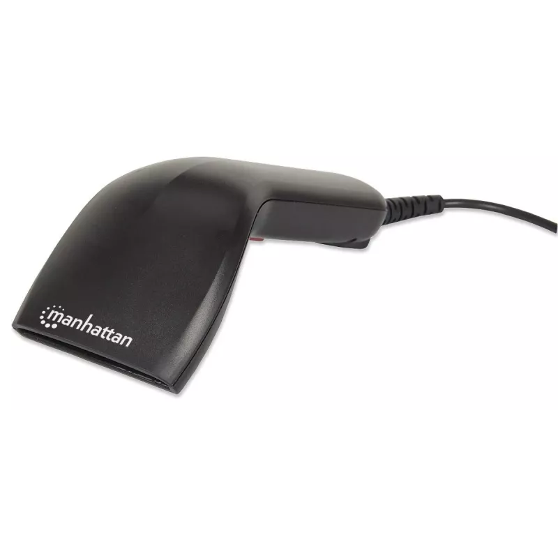 Manhattan Lettore di codici a barre palmare Contact CCD, USB, larghezza di scansione 60 mm, cavo 152 cm, luce ambientale max 5.000 lux (luce solare), nero, tre anni di garanzia