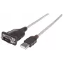 Manhattan Cavo convertitore USB-A su seriale, 1,8 m, connettore maschio su connettore maschio, seriale/RS232/COM/DB9, chip Prolific PL-2303RA-C, cavo nero/argento, tre anni di garanzia