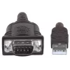 Manhattan Cavo convertitore USB-A su seriale, 1,8 m, connettore maschio su connettore maschio, seriale/RS232/COM/DB9, chip Prolific PL-2303RA-C, cavo nero/argento, tre anni di garanzia