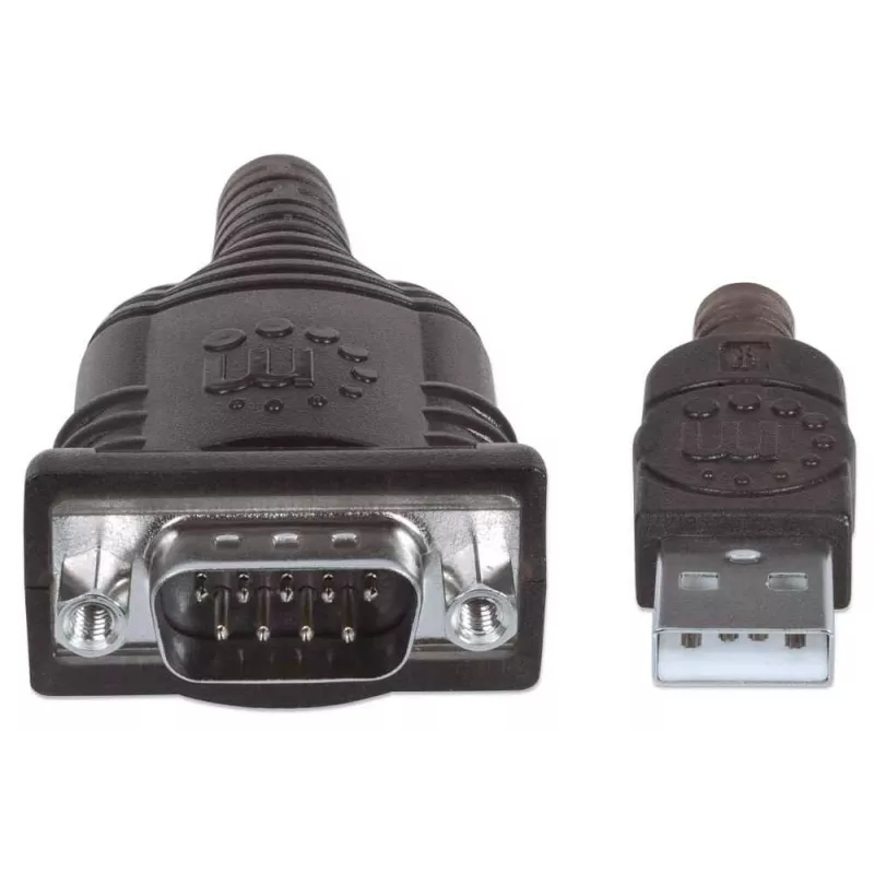 Manhattan Cavo convertitore USB-A su seriale, 1,8 m, connettore maschio su connettore maschio, seriale/RS232/COM/DB9, chip Prolific PL-2303RA-C, cavo nero/argento, tre anni di garanzia