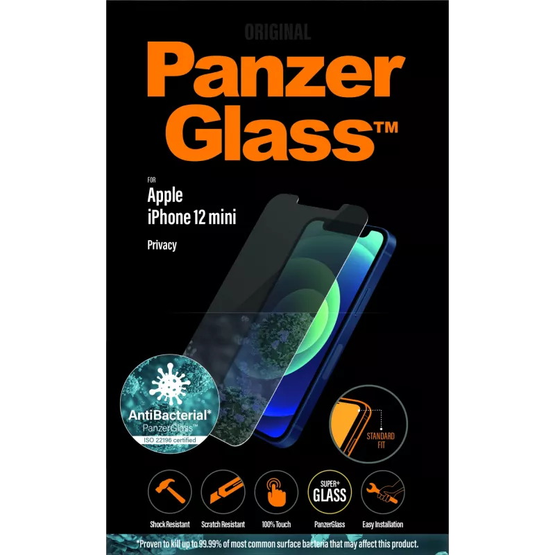 PanzerGlass ® Pellicola protettiva per display con filtro privacy iPhone 12 Mini | Standard Fit