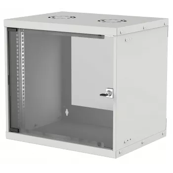 Intellinet Armadio di rete 19 pollici – montaggio a parete (Basic), 9U, 560 mm di profondità, grigio, flatpack, max. 50 kg, profondità utile 500 mm, porta in vetro, rack 19 pollici, parti per il montaggio a parete (ad es. viti e tasselli) non incluse