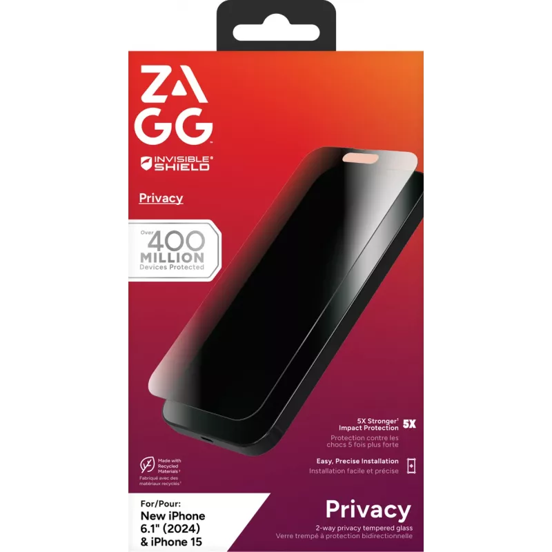 Pellicola protettiva InvisibleShield Glass Elite Privacy Apple iPhone 16/15
