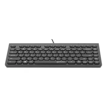 Manhattan tastiera USB mini compatta con filo, 12 tasti multimediali/funzione, cavo USB-A integrato da 1,5 m, formato low-profile compatto, per PC e laptop, nero