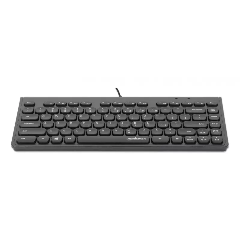 Manhattan tastiera USB mini compatta con filo, 12 tasti multimediali/funzione, cavo USB-A integrato da 1,5 m, formato low-profile compatto, per PC e laptop, nero