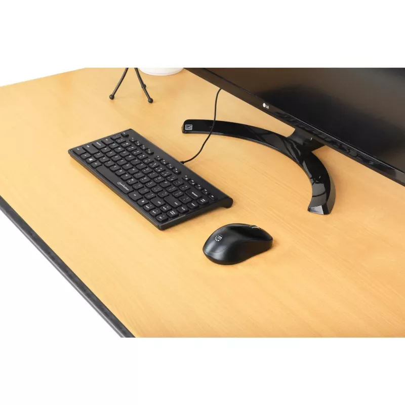 Manhattan tastiera USB mini compatta con filo, 12 tasti multimediali/funzione, cavo USB-A integrato da 1,5 m, formato low-profile compatto, per PC e laptop, nero