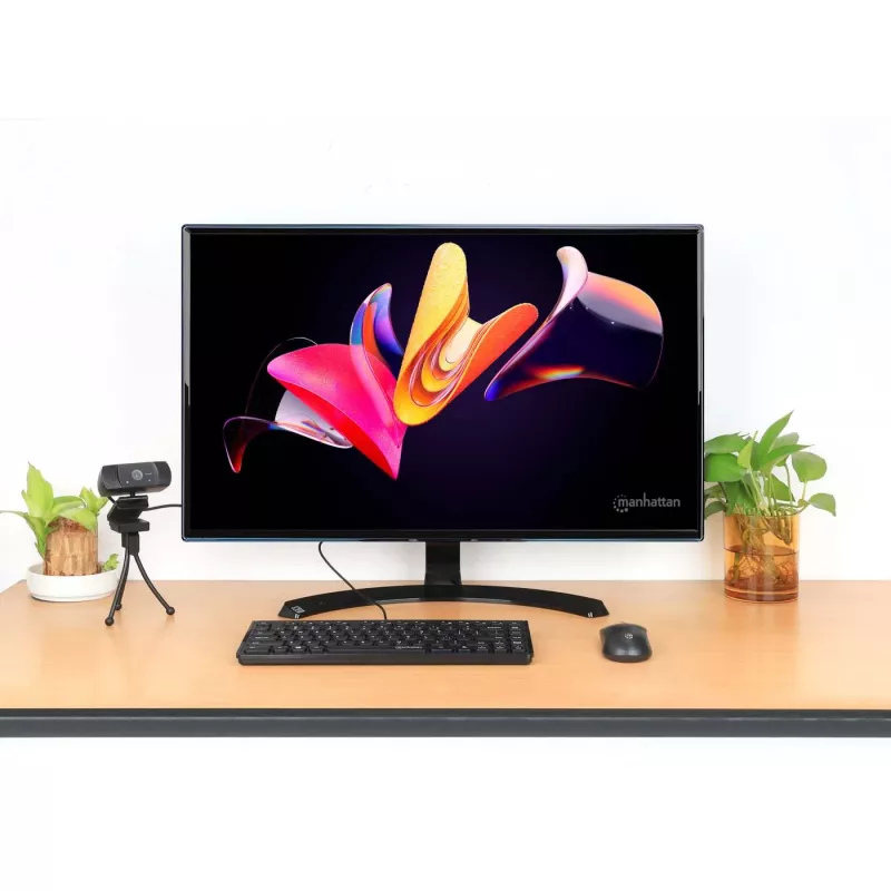 Manhattan tastiera USB mini compatta con filo, 12 tasti multimediali/funzione, cavo USB-A integrato da 1,5 m, formato low-profile compatto, per PC e laptop, nero