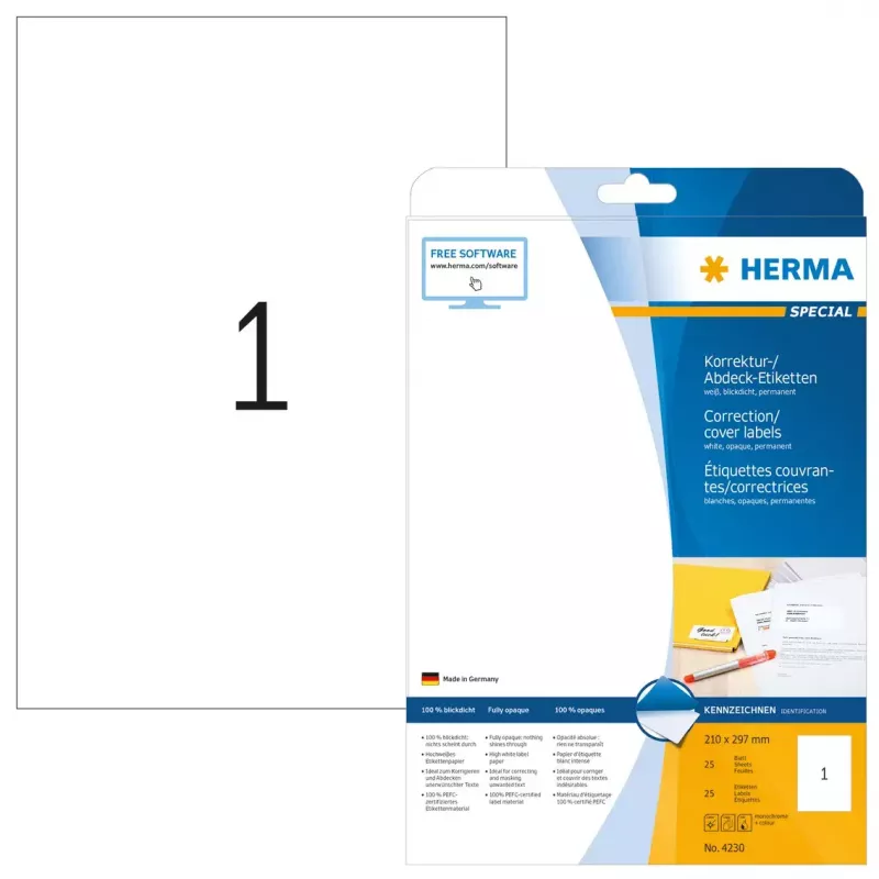 Etichette adesive HERMA A4 210x297 mm 25 pz.