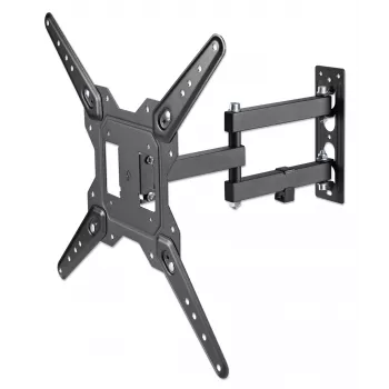 Manhattan supporto a parete per TV e monitor (full motion), per schermi da 32 pollici a 55 pollici, compatibilità VESA: tutto tra 100x100 mm e 400x400 mm – verificare le dimensioni dei quattro fori di fissaggio sul retro dello schermo per assicurarsi che sia compatibile, max. 30 kg, nero, supporto