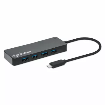 Manhattan dock/hub USB-C, porte (x7): USB-A (x7), 5 Gbit/s (USB 3.2 Gen1, noto anche come USB 3.0), alimentatore esterno non necessario, universale per tutti i dispositivi, cavo 15 cm, SuperSpeed USB, nero, tre anni di garanzia