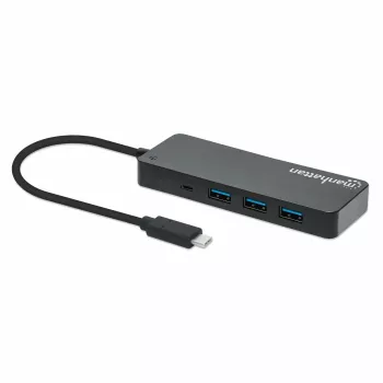 Manhattan dock/hub USB-C, porte (x7): USB-A (x7), 5 Gbit/s (USB 3.2 Gen1, noto anche come USB 3.0), alimentatore esterno non necessario, universale per tutti i dispositivi, cavo 15 cm, SuperSpeed USB, nero, tre anni di garanzia