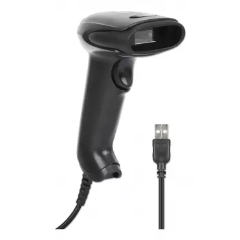 Manhattan Lettore di codici a barre 2D LED portatile 153997, USB-A, distanza di scansione 320 mm, cavo 1,4 m, nero