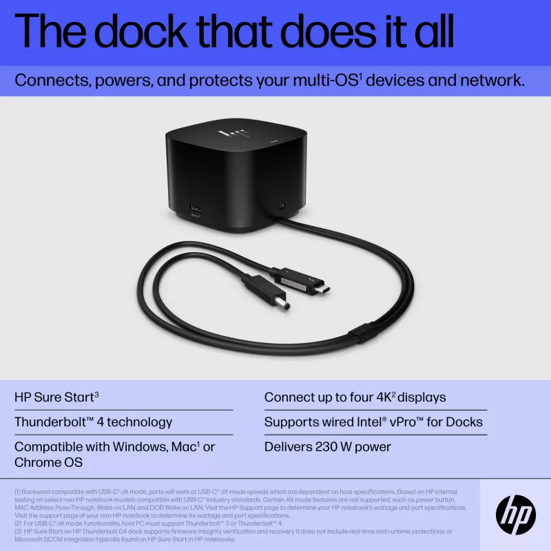 HP Thunderbolt Dock 280W G4 docking station con cavo Thunderbolt 4 nero