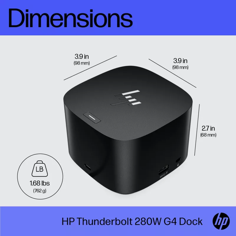 HP Thunderbolt Dock 280W G4 docking station con cavo Thunderbolt 4 nero