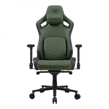 Sedia da gaming universale Cougar DEFENSOR S ARMY verde F — seduta imbottita, 150 kg max, L 760 × P 690 mm, H 129,5–137 cm