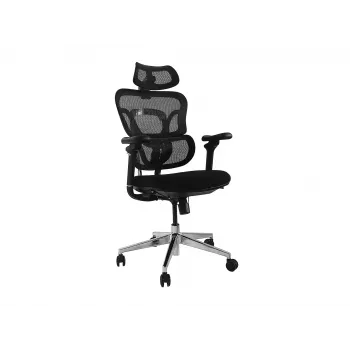 Sedia da ufficio ergonomica EQUIP 651053 con poggiatesta e braccioli, schienale in mesh, seduta imbottita, regolabile in altezza 117–135 cm, larghezza 660 mm, nero