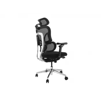 Sedia da ufficio ergonomica EQUIP 651053 con poggiatesta e braccioli, schienale in mesh, seduta imbottita, regolabile in altezza 117–135 cm, larghezza 660 mm, nero