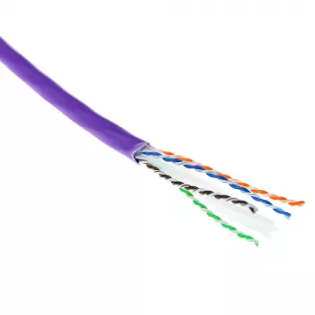 Cavo di installazione massivo ACT Cat 6A U/UTP, LSZH, CPR euroclass ECA 23AWG, viola 500 metri