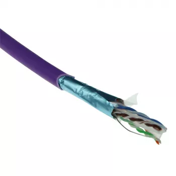 ACT Cavo di installazione massiccio Cat 6A F/UTP, LSZH, CPR-Euroclasse ECA, 24 AWG, viola, 500 metri