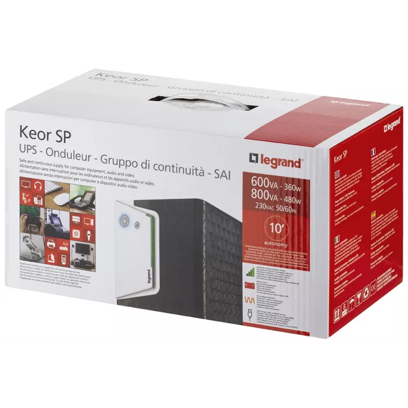 Legrand Keor ASI SP 800 GR gruppo di continuità (UPS) line-interactive 0,8 kVA 480 W 2 uscite AC